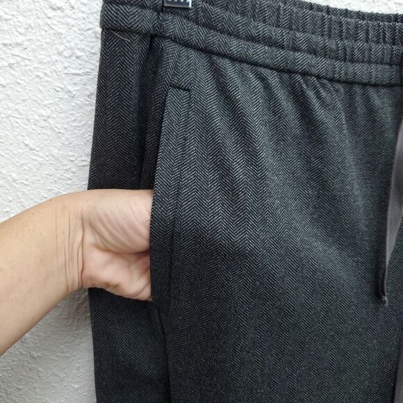 EILEEN FISHER Herringbone High Rise Drawstring Dress Trouser Career Pants - Picture 4 of 9